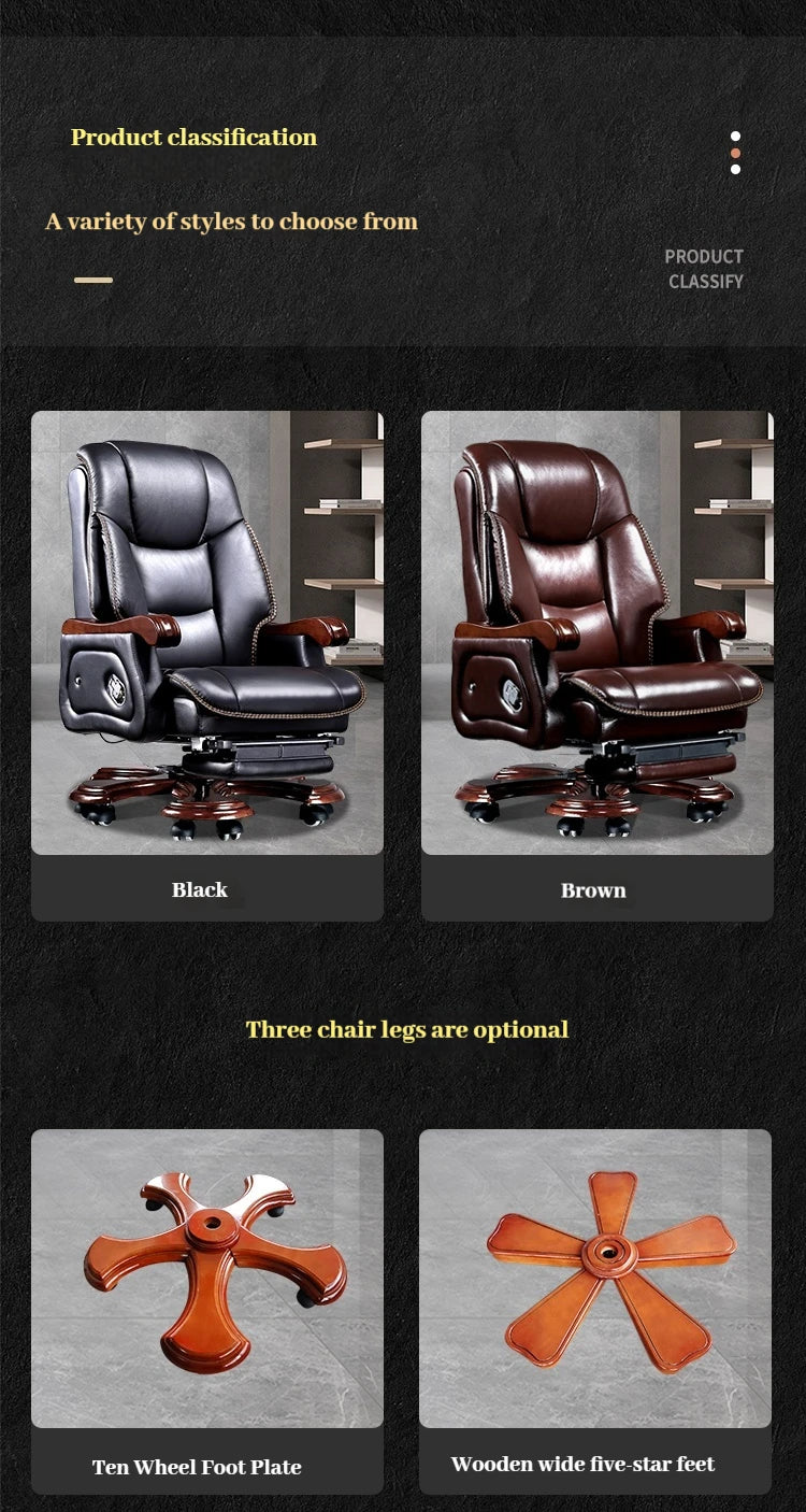 Leather Wheel Office Chair Support Design Relax Modern Massage Chair Chaise Mobile Comfy Luxury Silla Oficina Office Furniture