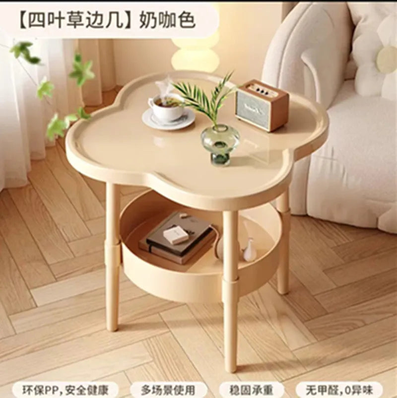 Cream Style Small Coffee Table Creative Side Table Double Layered Modern Simple Sofa Side Cabinet Table Storage rack