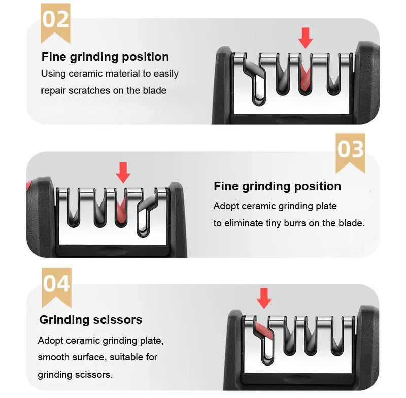 3/4 section Quick knife sharpener Multi-functional hand-held whetstone non-slip knife sharpener Kitchen tool