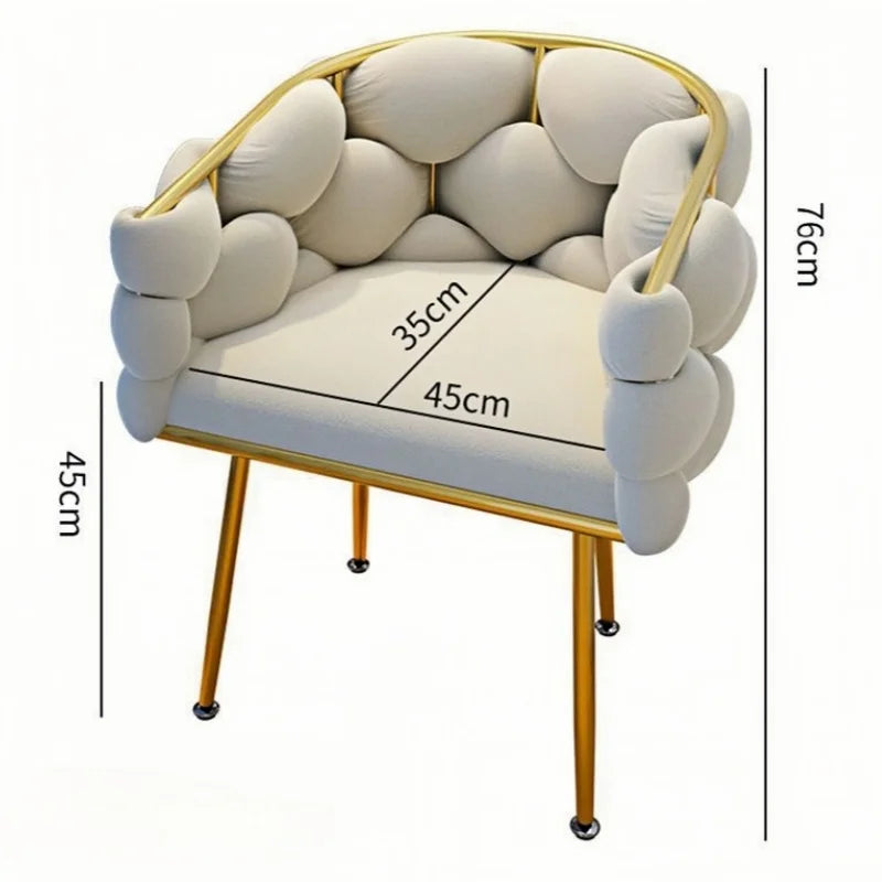 Nordic Metal Living Room Chair For Living Room Soft Upholstered Backrest Chairs Light Luxury Back Leisure Household Armchair