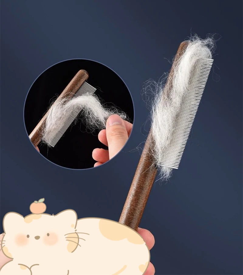 Cat Comb Stainless Steel Pet Hair Remover Wooden Handle Cat Hair Comb Pet Grooming Massage Dog Brush Cleaning Tool Pets Supplies