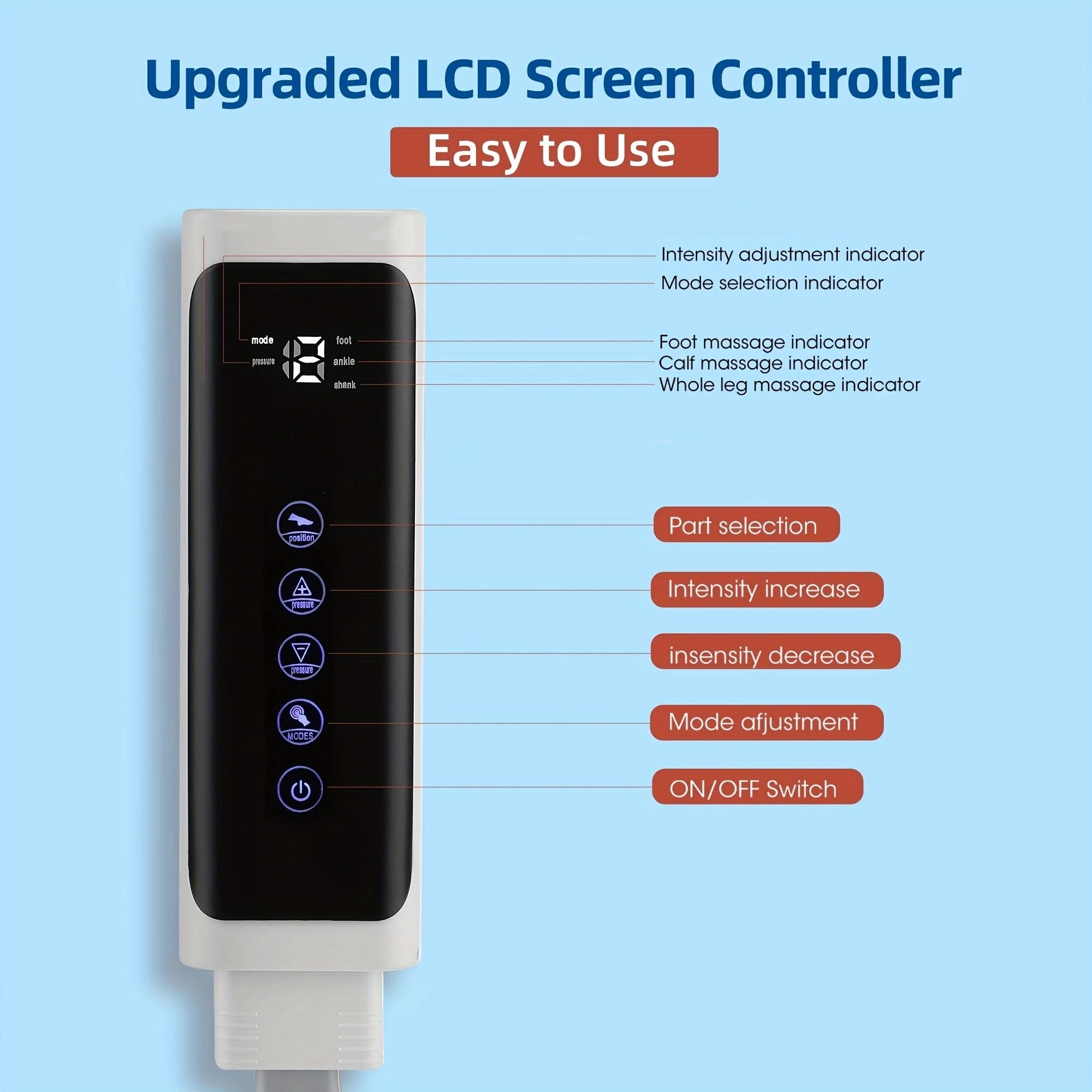 2pcs Professional Air Compression Leg Massager Boots with 6-Airbag Pneumatic, Adjustable Intensity/Speed Modes, Varicose & Muscl