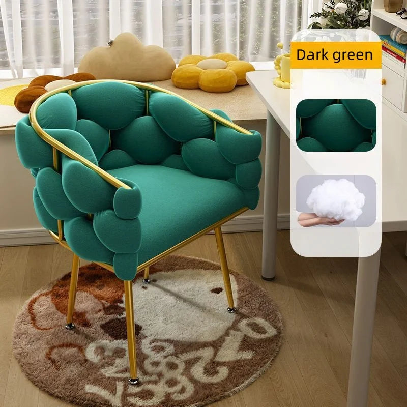 Nordic Metal Living Room Chair For Living Room Soft Upholstered Backrest Chairs Light Luxury Back Leisure Household Armchair