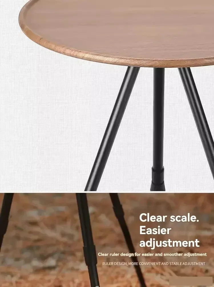 Tea Table Round Table with Lamp Outdoor Portable Stand Camping Elevated Leisure Foldable Picnic Garden Mini Coffee Dining Tables