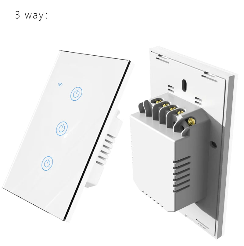 WiFi&Buletooth US Standard Touch Panel Switch Smart Switch Panel 1/2/3/4 Way Works With Tuya Compatible with Google Home