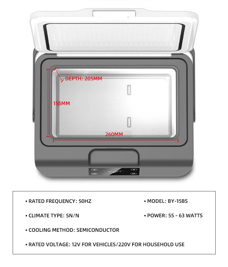 15L Small Car Refrigerator 24V12V Digital Display Portable Fridge Freezer for Vehicle 15L-B
