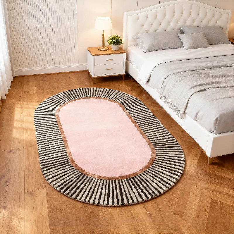 Modern Style Bedroom Decor Line Carpet Anti-slip Carpets for Living Room Thick Plush Lounge Oval Floor Mat Fluffy Soft Study Rug