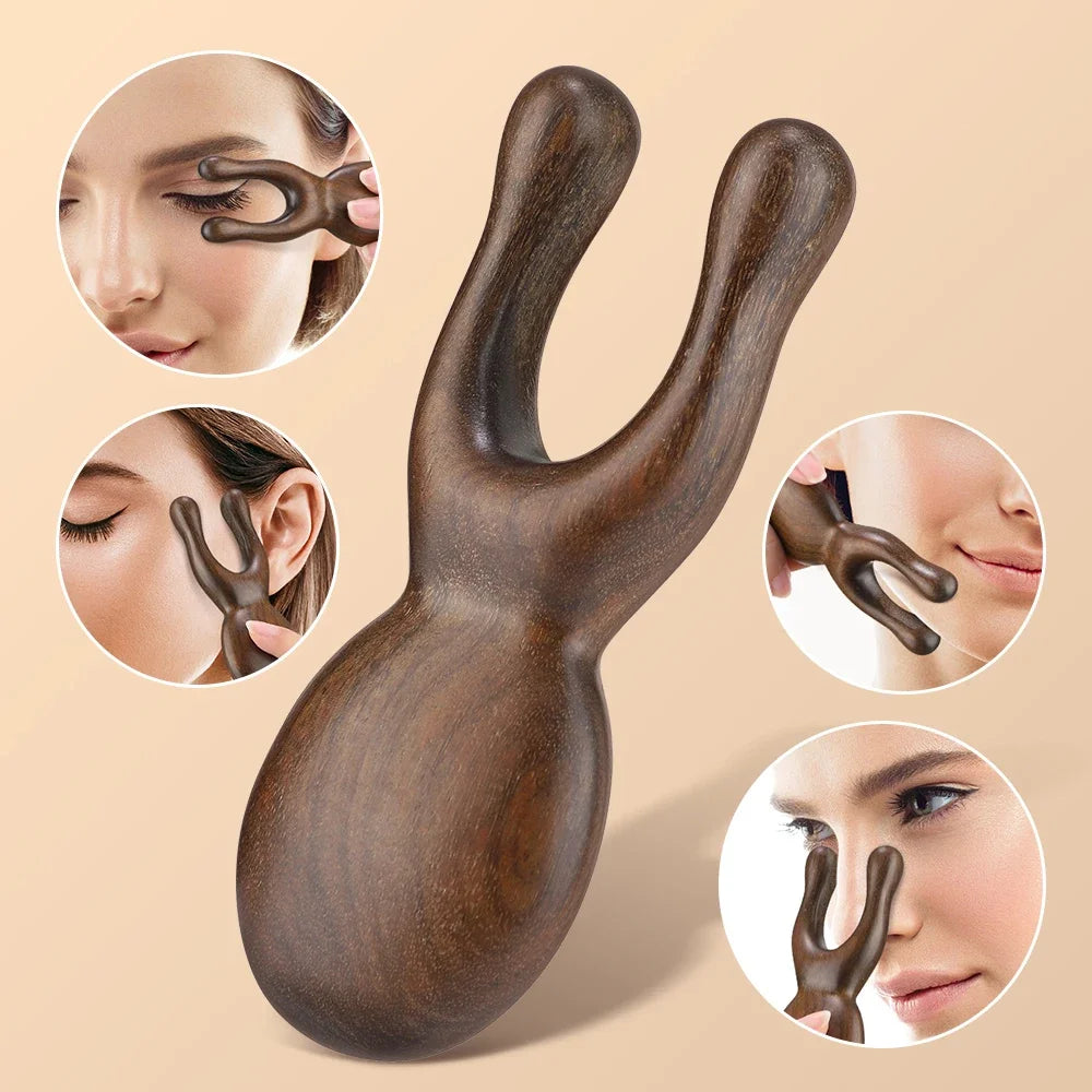 Wooden Gua Sha Facial Tools  Head Massager Sandalwood Wood Massage Tool for Face Nose Eye  Wood Therapy Massage Acupressur Tools
