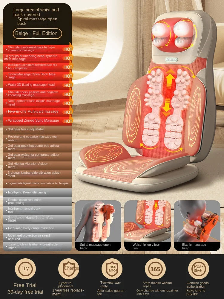 Dual-purpose Heat Cushion Lumbar Spine Shoulder Cervical Back Heat Massage Kneading Shoulder Neck Massager with Remote Control