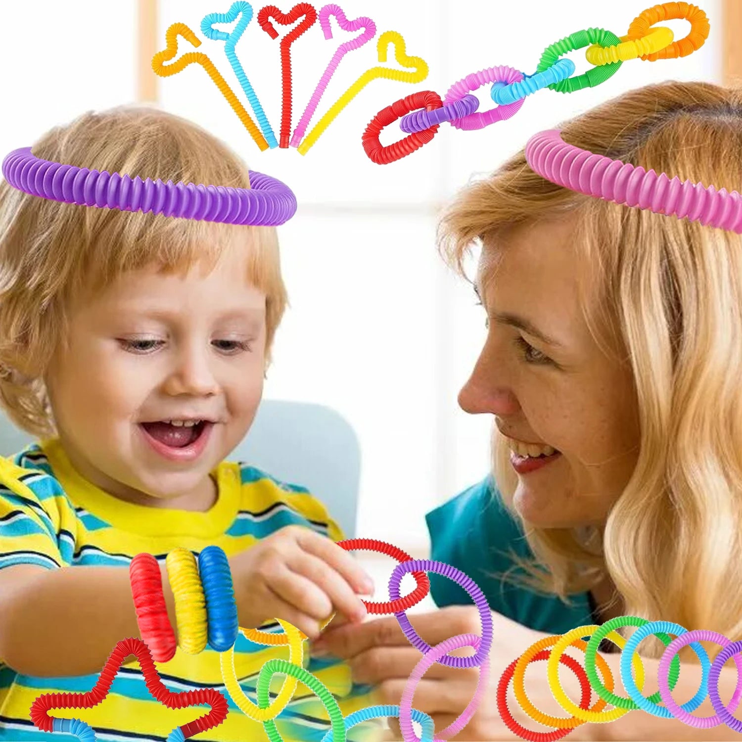 10Pcs Large Pop Tubes Fidget Toys Sensory Toy For Stress Anxiety Relief For Children Adults Learning Toys Toddlers Stretch Tubes