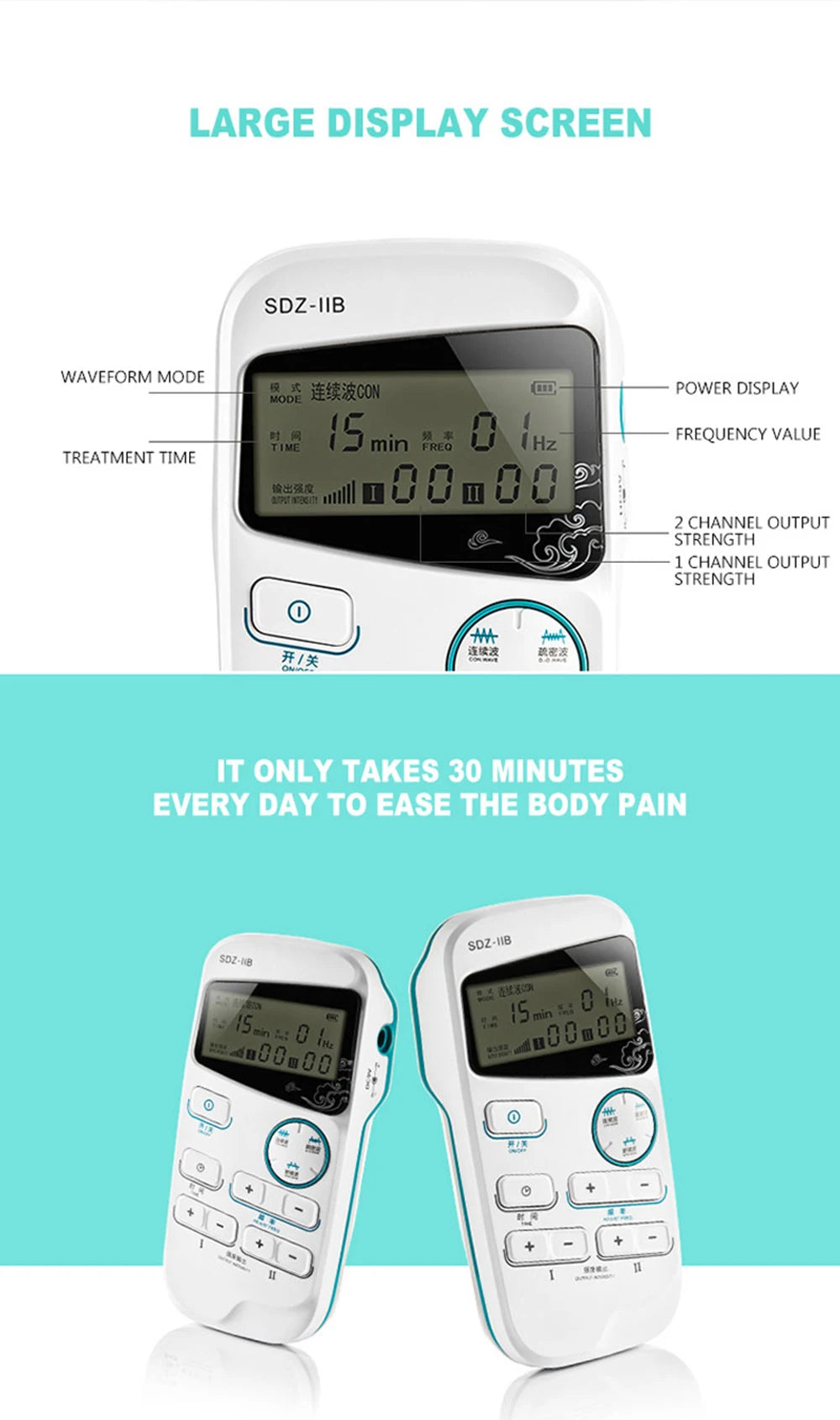 SDZ-IIB Portable Electroacupuncture Nerve and Muscle Stimulator Electro Acupuncture Treatment Instrument 3 Waveform