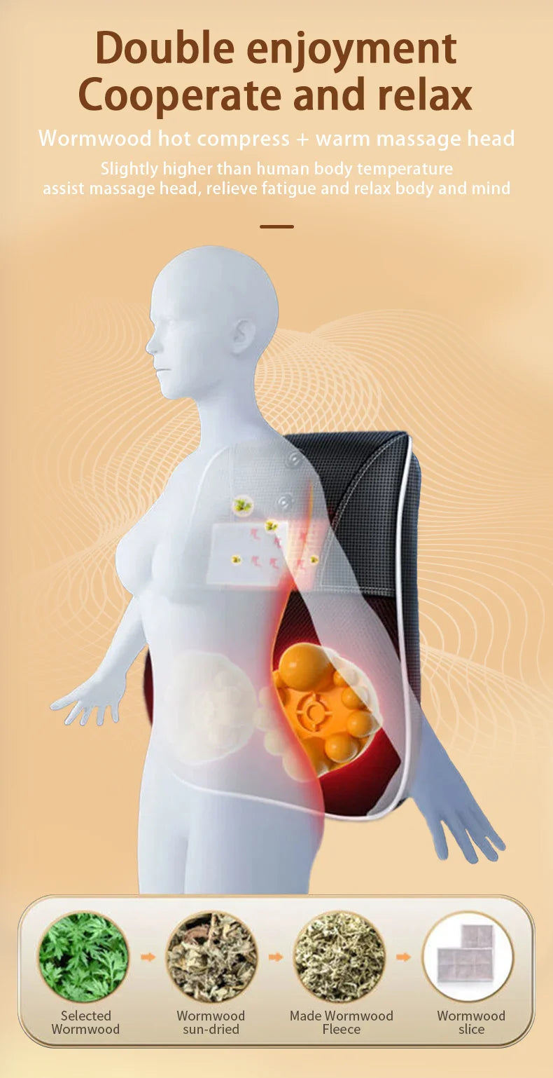 Electric Cervical Pillow For Neck Airbag Ttraction Shiatsu Head Body Back Waist Massager Car With Heating Vibrating Massage