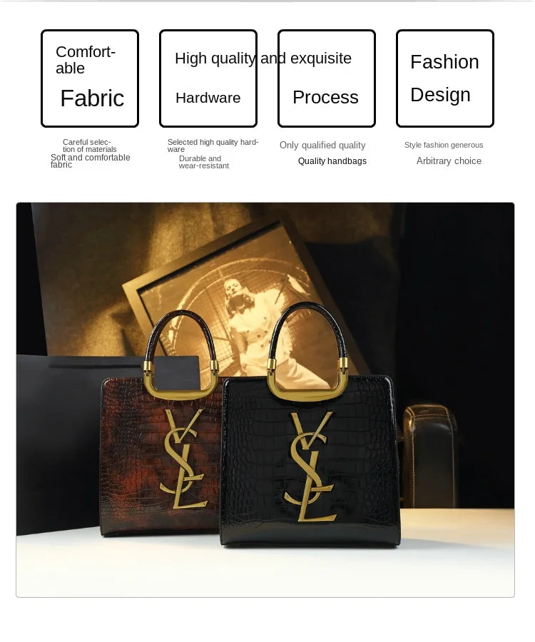 High-grade light luxury handbag 2024 new autumn and winter fashion Tote bag women's crocodile print single shoulder crossbodybag