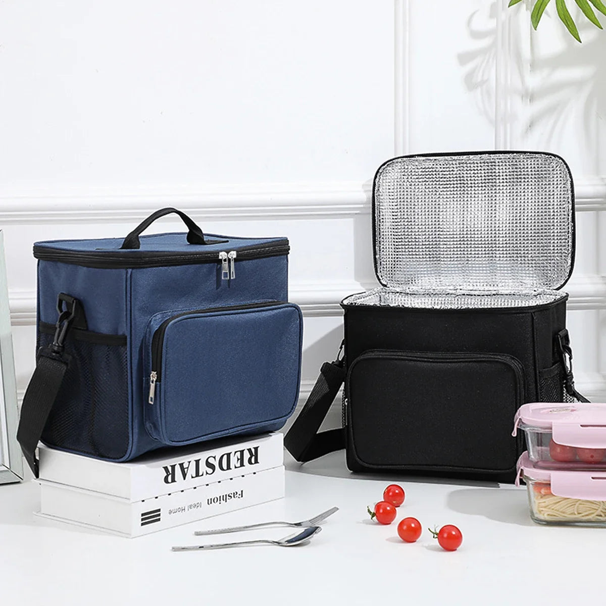 Portable lunch bag food thermal box durable waterproof office cooler lunchbox with adjustable shoulder strap insulated case. ZMT