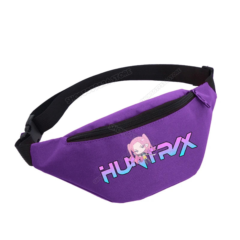 KPop Demon Hunters Girl Waist Bag Movie Anime Kids Fanny Packs Cartoon Cute Crossbody Chest Packs Lightweight Child Belt Bum Bag