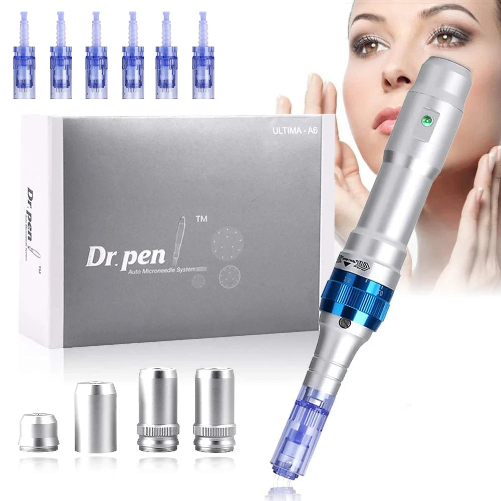 Original Ultima Dr Pen A6 with 6 pcs Cartridges Homeuse Wireless Electric Skin Care Tools Kit Auto Mesotherapy Beauty Machine