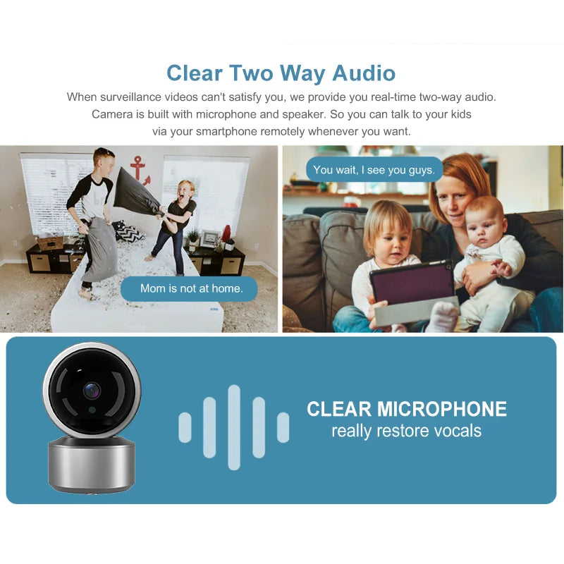 5MP WiFi Baby Monitor Security Camera, Tuya Smart Life APP, 355° PTZ Auto Tracking, IR Night Vision, 2-Way Audio Indoor IP Cam