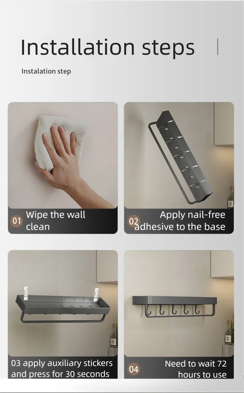 Bathroom Shower Shelf Shower Caddy Wall Floating Shelf Bathroom Toilet Shelf Kitchen Cabinet Storage Shelves Rack Organizers