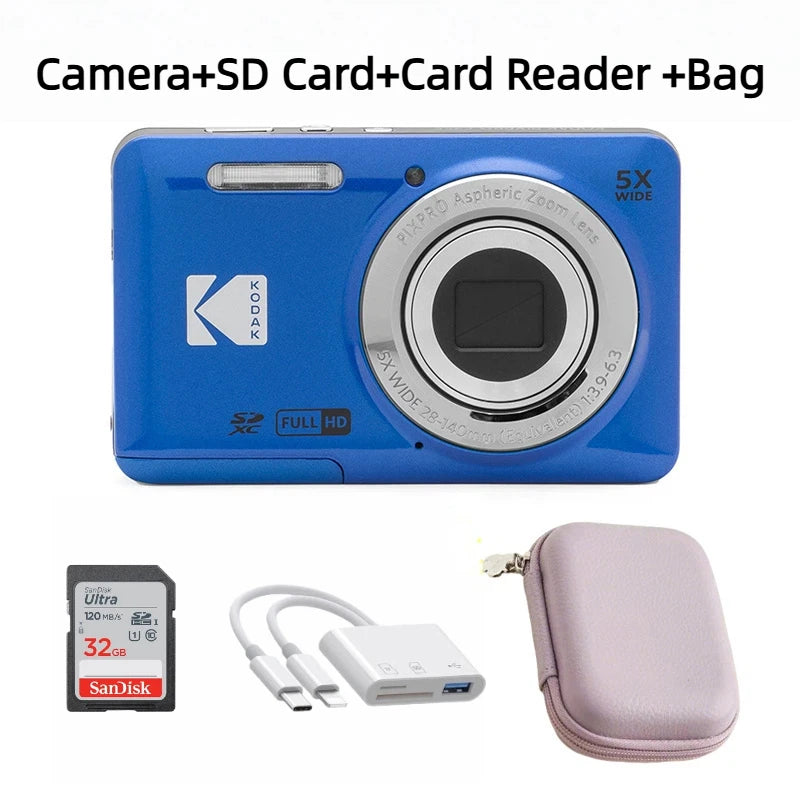 KODAK PIXPRO FZ55-RD 16MP Digital Camera 5X Optical Zoom 28mm Wide Angle 1080P Full HD Video 2.7" LCD Vlogging Camera