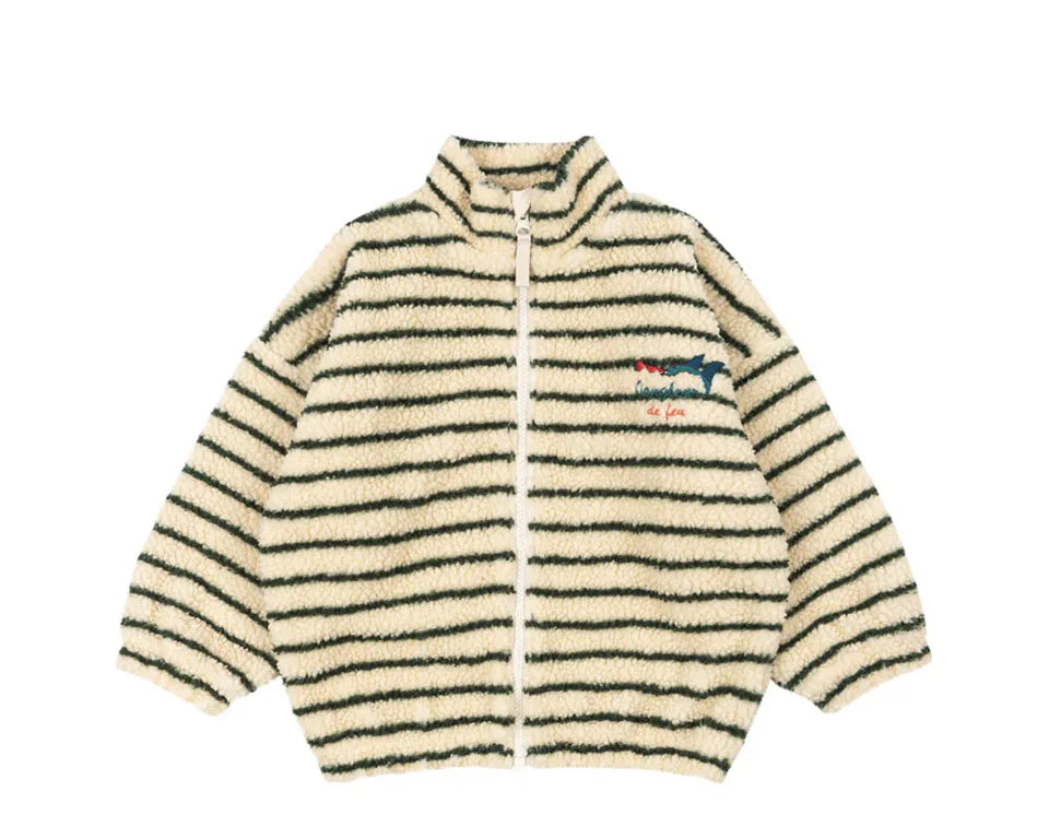 2025 KS Brand Winter Baby Girls Lambswool Jackets Kids Clothes Girls Cartoon Kitten Swan Beetle Outerwear Boys Striped Coat 1-9Y