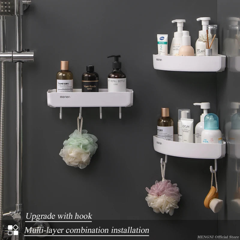 Clearance_MENGNI Bathroom corner shelves Kitchen Storage organization rack Wall Mounted Shampoo Shower shelf Bathroom Accessorie