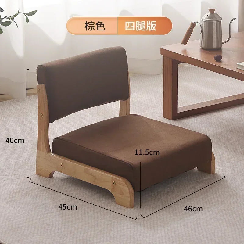 Japanese Tatami Chair Backrest Solid Wood Bed Legless Seat Bay Window Single Lazy Sofa Floor Chair Bedroom Sitting Furniture