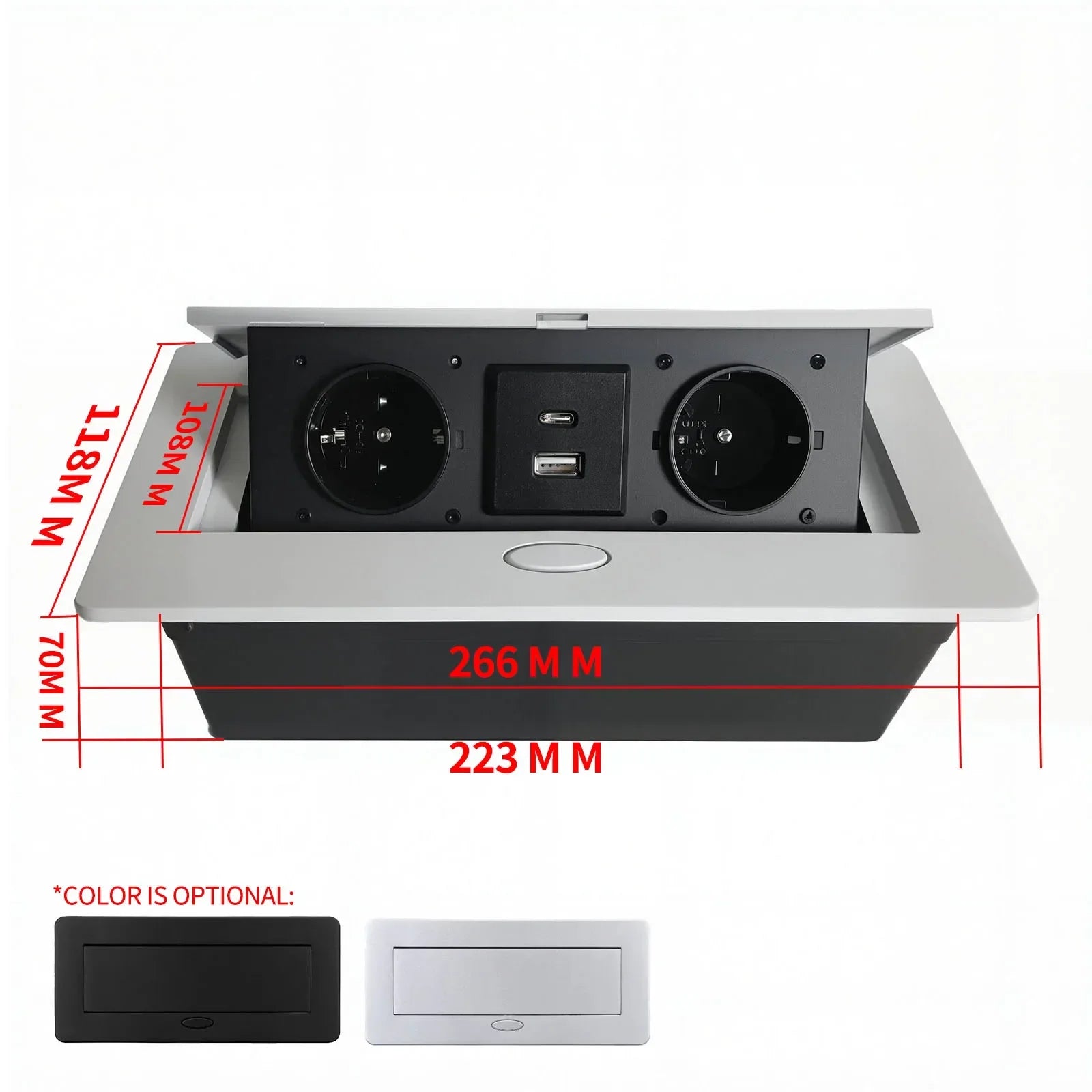 Multifunctional EU US American Pop-Up Socket Metal Panel Desktop Socket Meeting Charge Station for Laptop Phone