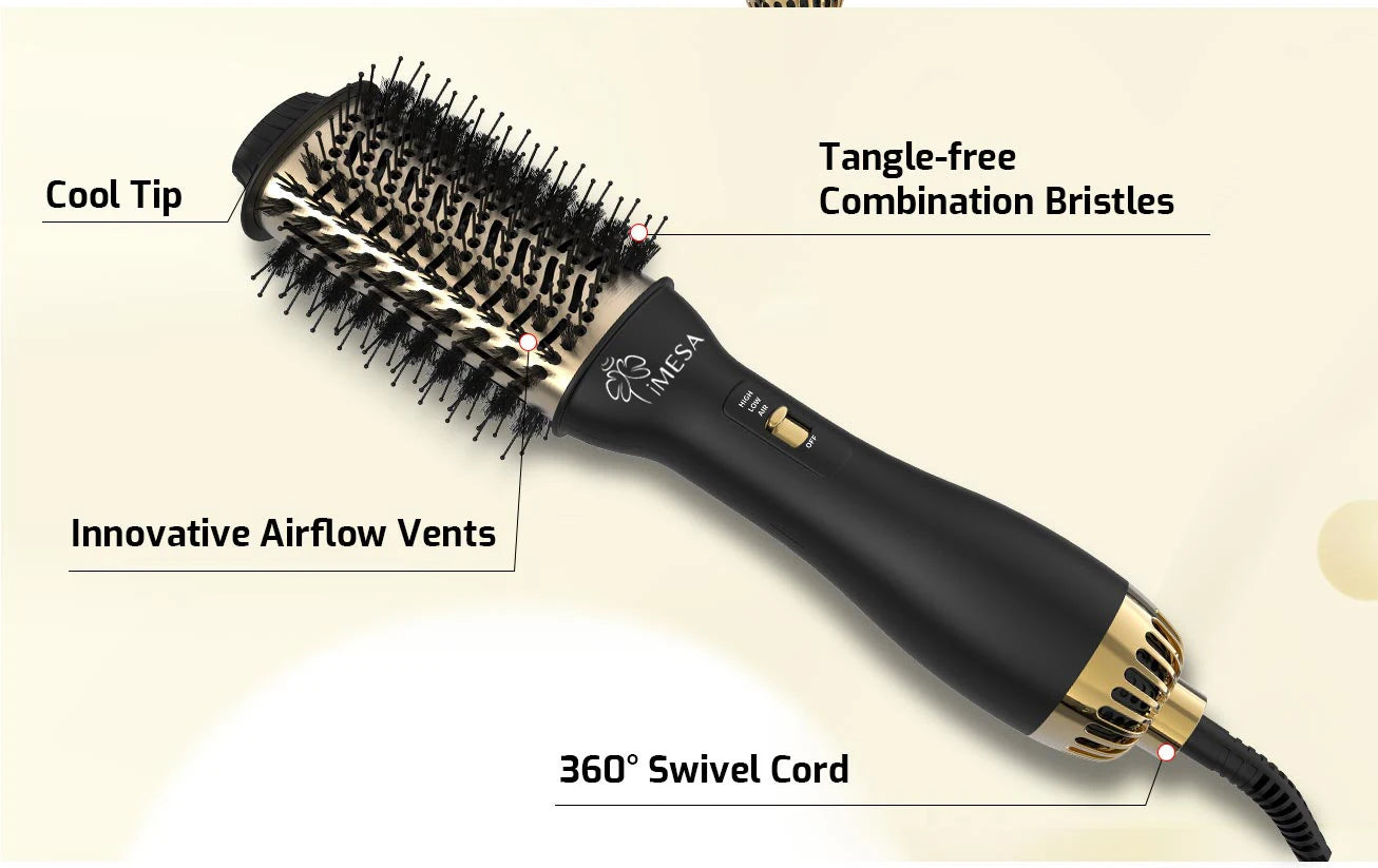 imesa 4 in 1 Hot Air Brush&Volumizer PLUS 2.0multifunctional styler professional home straight curling iron Free storage bag