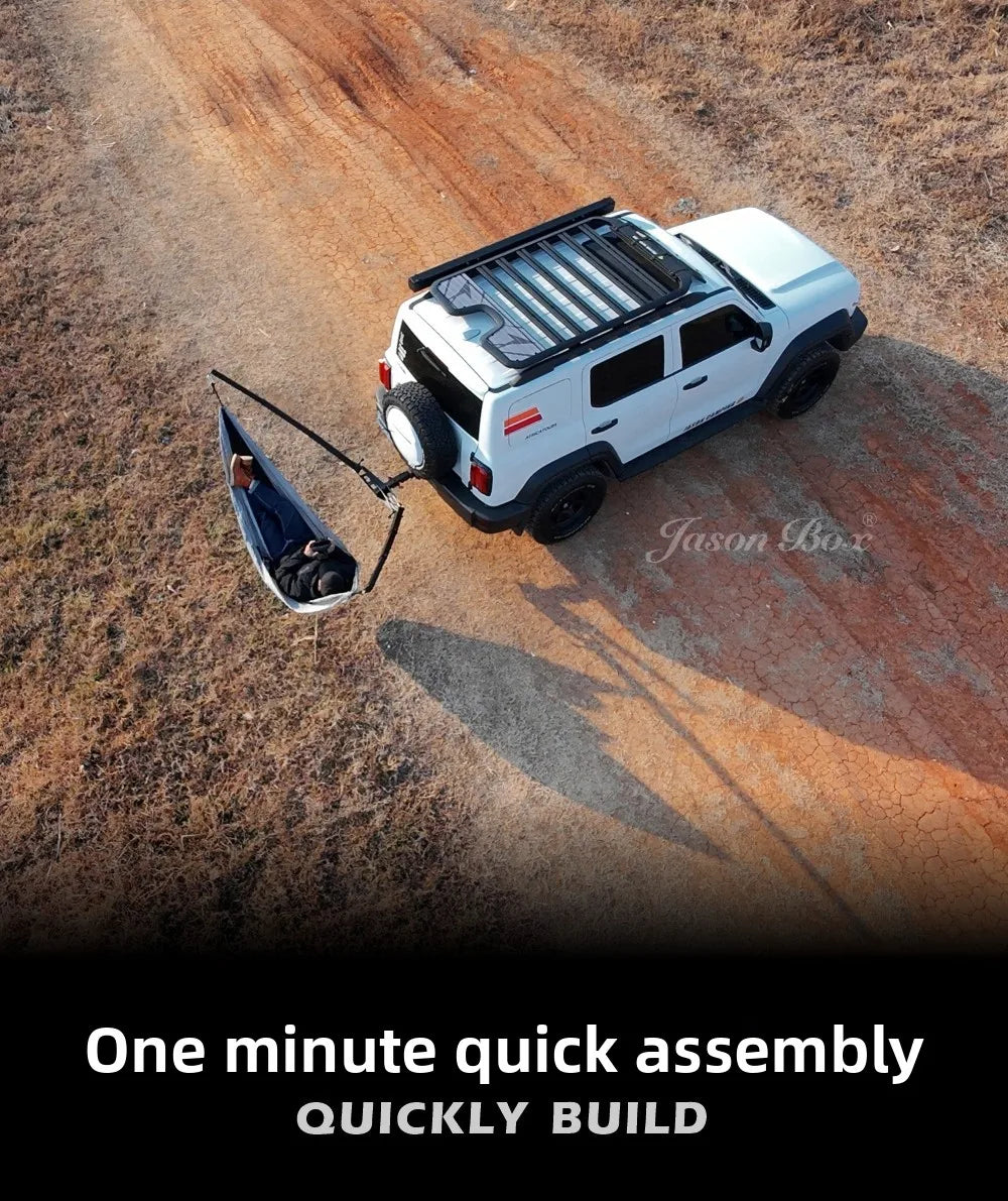 Universal Car Hammock Stand - Adjustable & Foldable Vehicle Mount Kit W/ Parachute Bed, Fits All Cars & SUVs