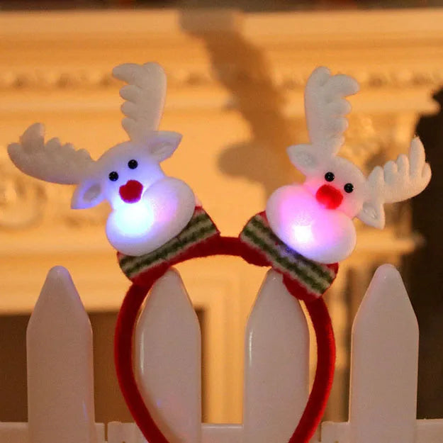 Christmas Headband LED Santa Claus Hair Hoop Xmas Snowman Headpiece Halloween holiday Party Hair Accessories for Women Girls