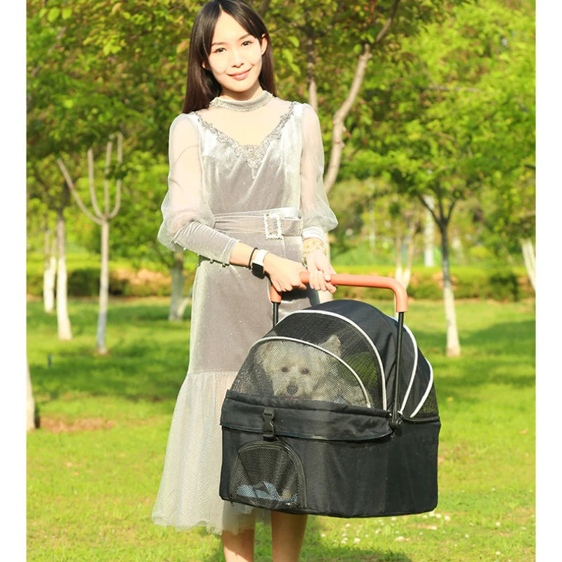 Pet Stroller Dog Cat Large and Small Dog Out Pet Cart Outdoor Travel Lightweight Foldable Cat Supplies
