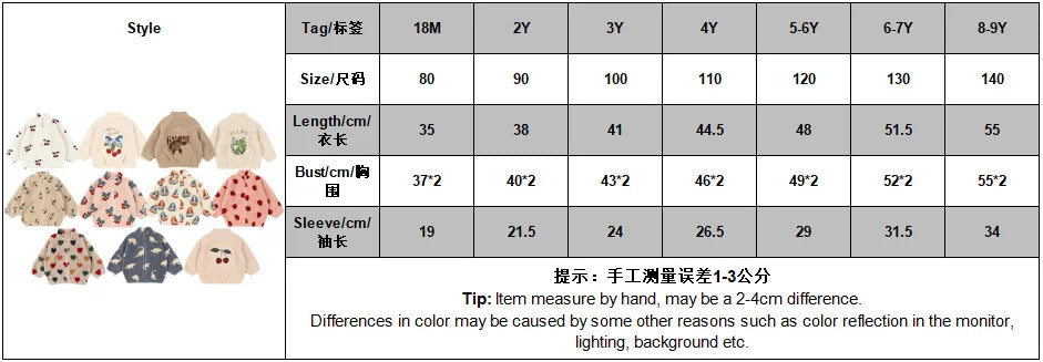 2025 KS Brand Winter Baby Girls Boys Lambswool Cherry Jackets Kids Clothes Boys Sequin Cartoon Outerwear Children's Coats 1-9Yrs