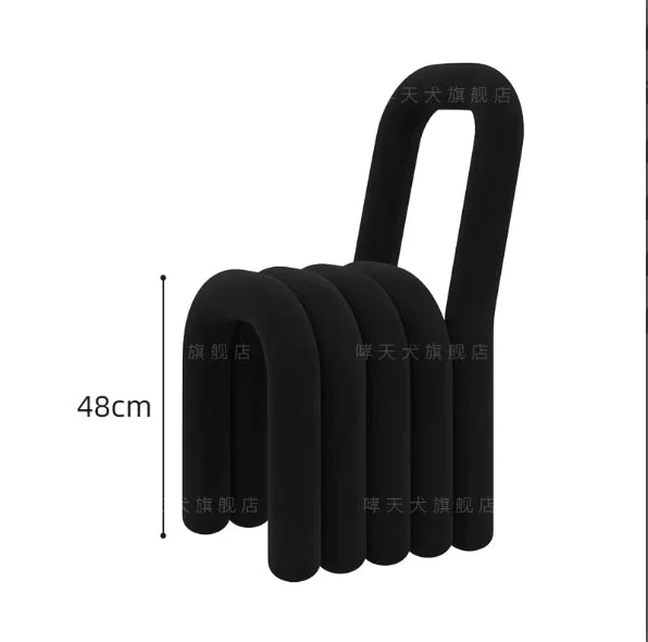 Nordic Style Creative Curved Chair, Plush Upholstered Kids/Accent Living Room Furniture