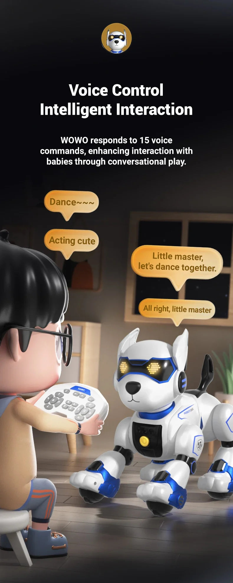 JJRC New Product R27 Smart Voice Robot Dog - Kids' Electronic Pet, Early Education Interactive Toy Robot Halloween Gift