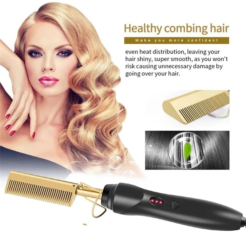 Hot Comb Straightener Electric Hair Straightener Portable Hot Comb Electric Hot Comb For Wigs