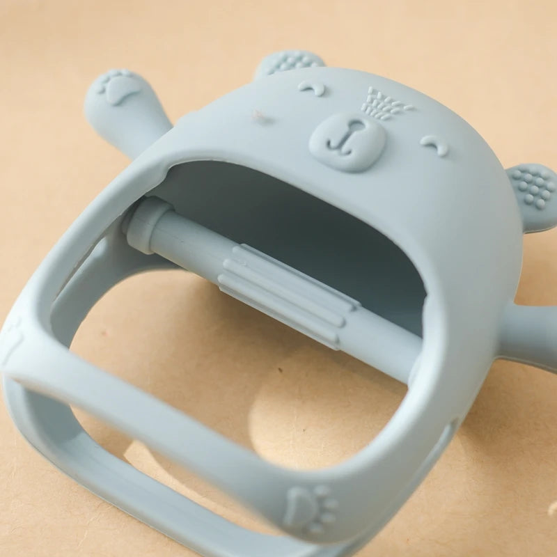 Baby Teether Gloves Kid Cartoon Bear Teething Silicone Dental Care Gums Anti-eating Hand Molar Stick BPA Free Baby Accessori