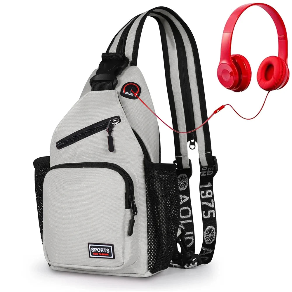 Women Chest Bags Adjustable Backpack and Single Shoulder Bag With Earphone Hole Girl Small Sports Travel Messenger Oxford Bag