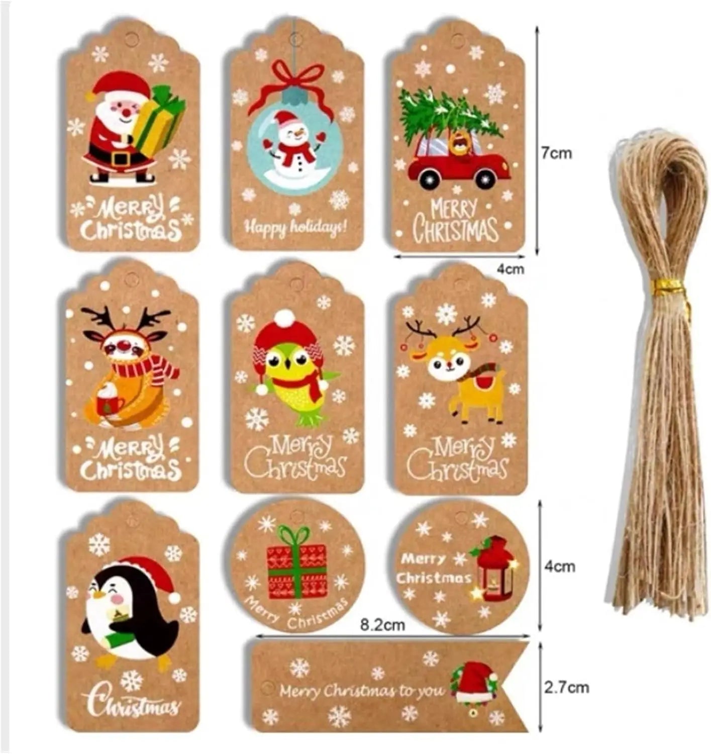50pcs Painted Christmas Tag Kraft Paper Christmas Tag Card Party Gift Wrap Tag Tag 50 Sets