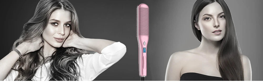 2 in 1 Hair Straightener Brush 30' Heats up Anti-scald Straight &Curler Dual-use 110-240V Straightening Splint inner Buckle Iron