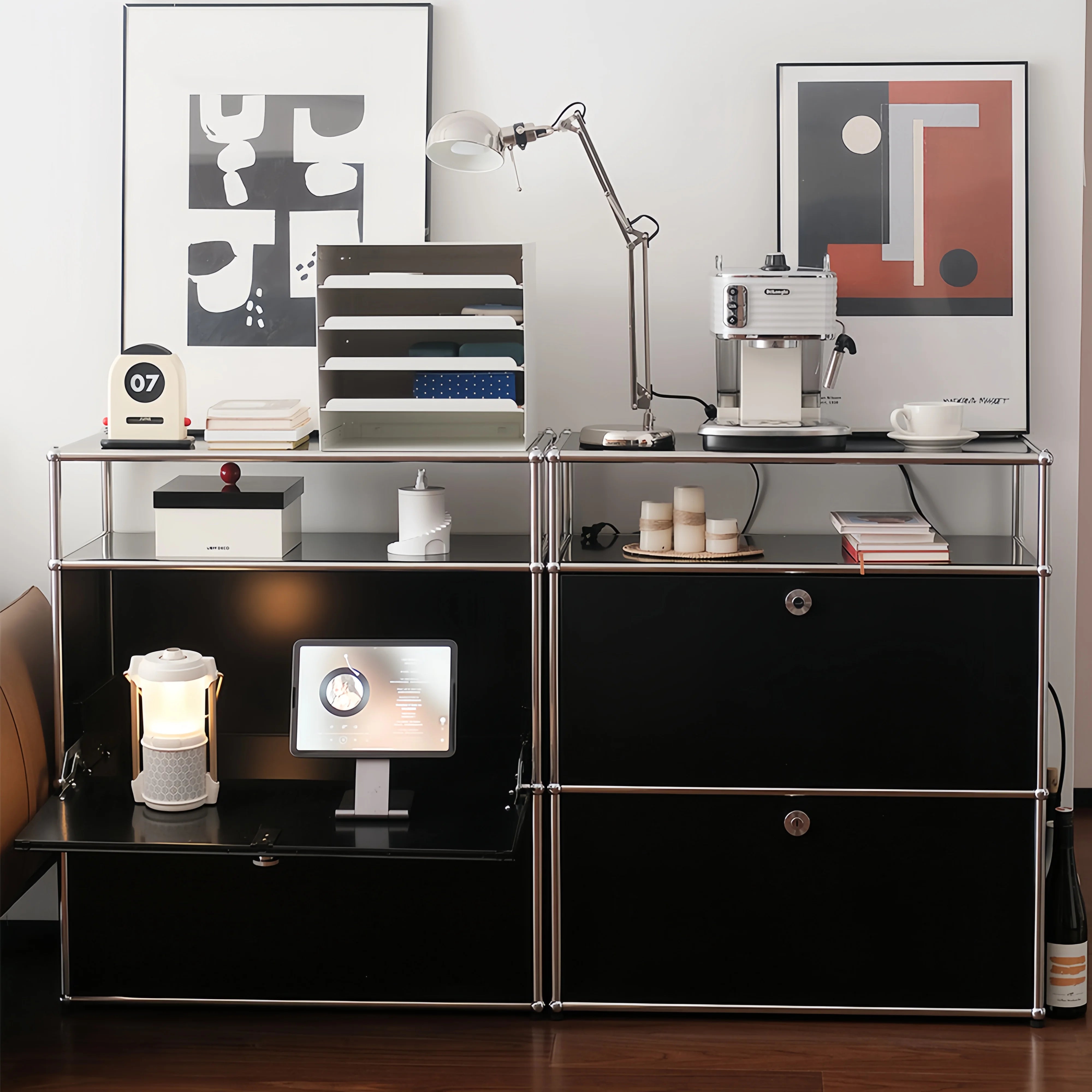 Cabinet for living room Storage locker drawer type storage Bedroom chest of drawers Organizer furniture Dual cabinet combination