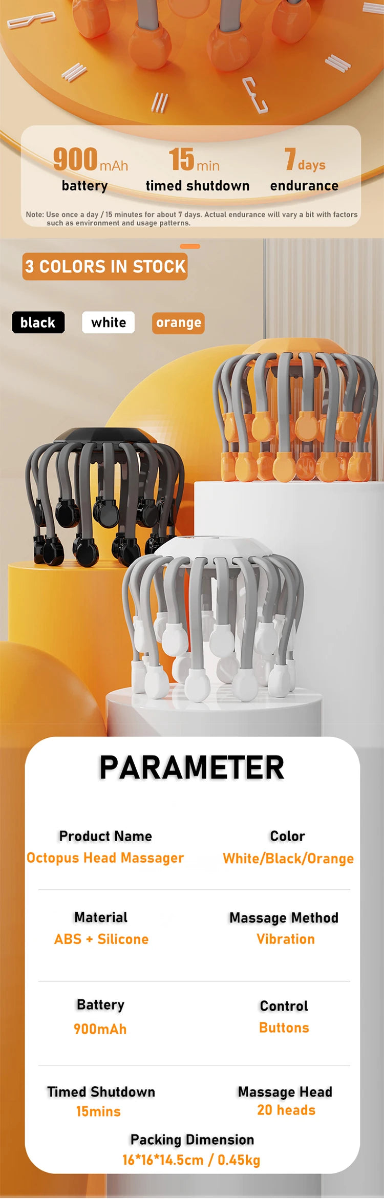 New Vibration Rechargeable Full Head Massager Spider Sleep Aid Electric Head Massage Machine Relieve Fatigu Relax Health Care