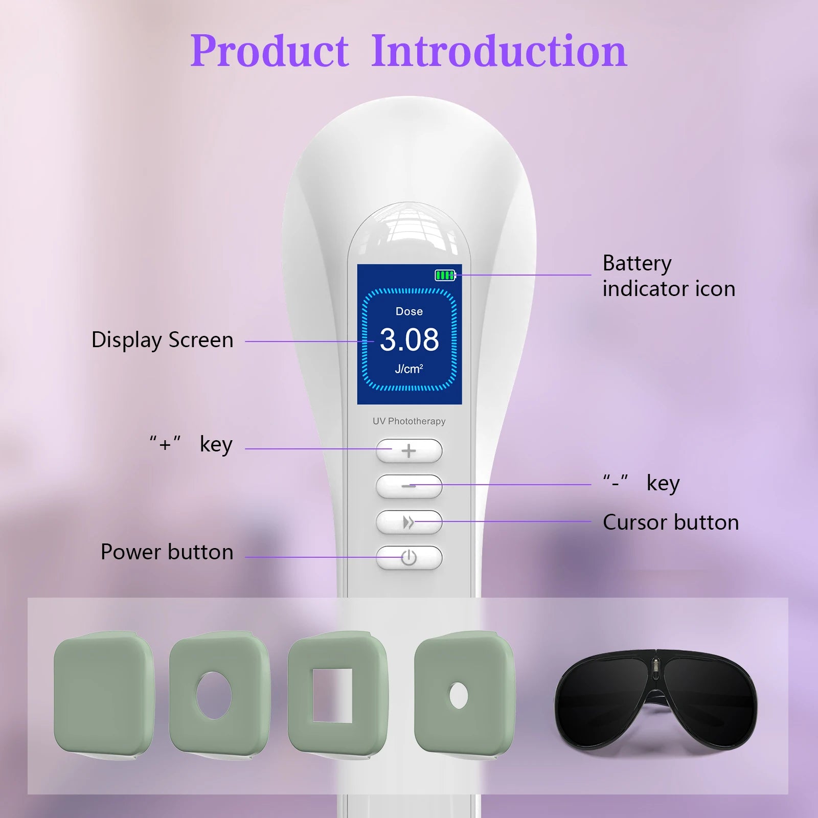 308nm Household Ultraviolet Phototherapy Instrument, Vitiligo Treatment, UVB Lamp Laser for Therapy, Psoriasis, Skin Disease