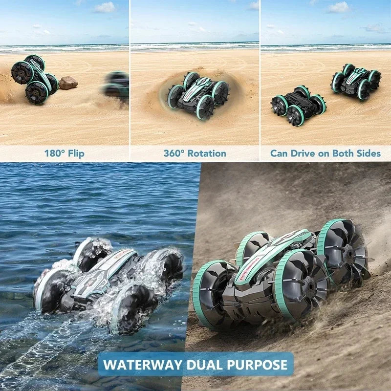 Amphibious RC Car Remote Control Stunt Car Vehicle Double-sided Flip Radio 4WD Drift Off Road Outdoor Toys for Boy Children Gift