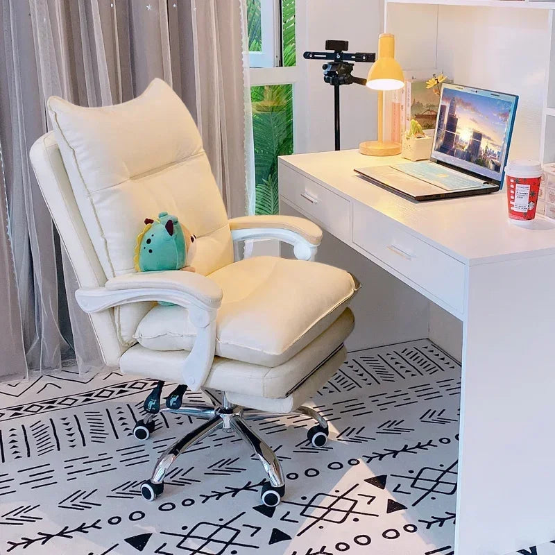 NEW PU Leather Office Chair Pink Gaming Chair Computer Swivel Gamer Live Ergonomic Chair Home Bedroom Sofa Armchairs Furniture