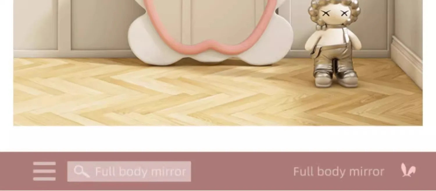 Rabbit exterior design whole body mirror large Cream style high-end elegant Floor standing full-length mirror bedroom furniture