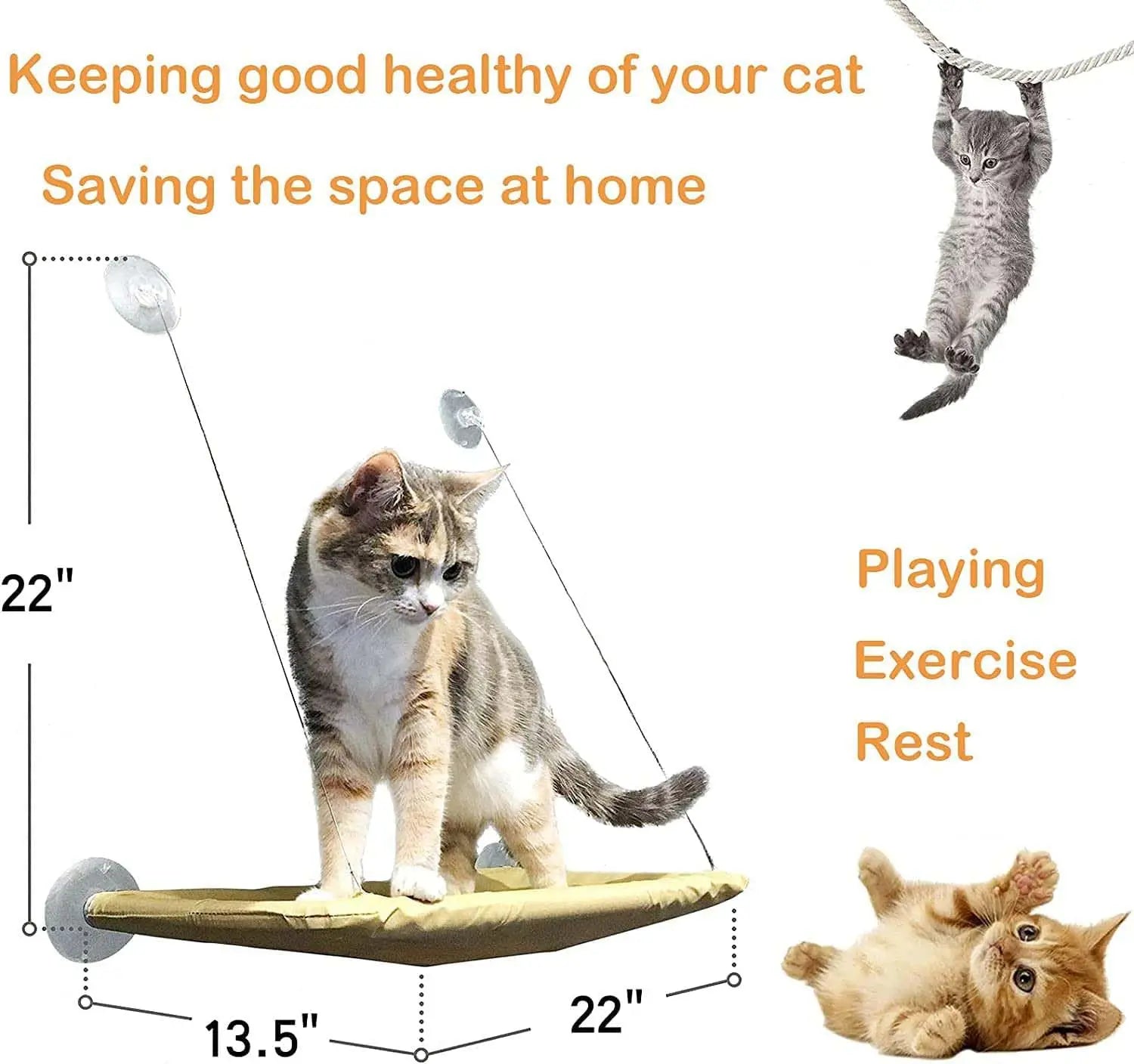 Cat Window Hammock Hanging Cat Bed Bearing Cat Sunny Window Seat for Indoor Cats Sleeping Space Saving Window Mounted Cat Bed