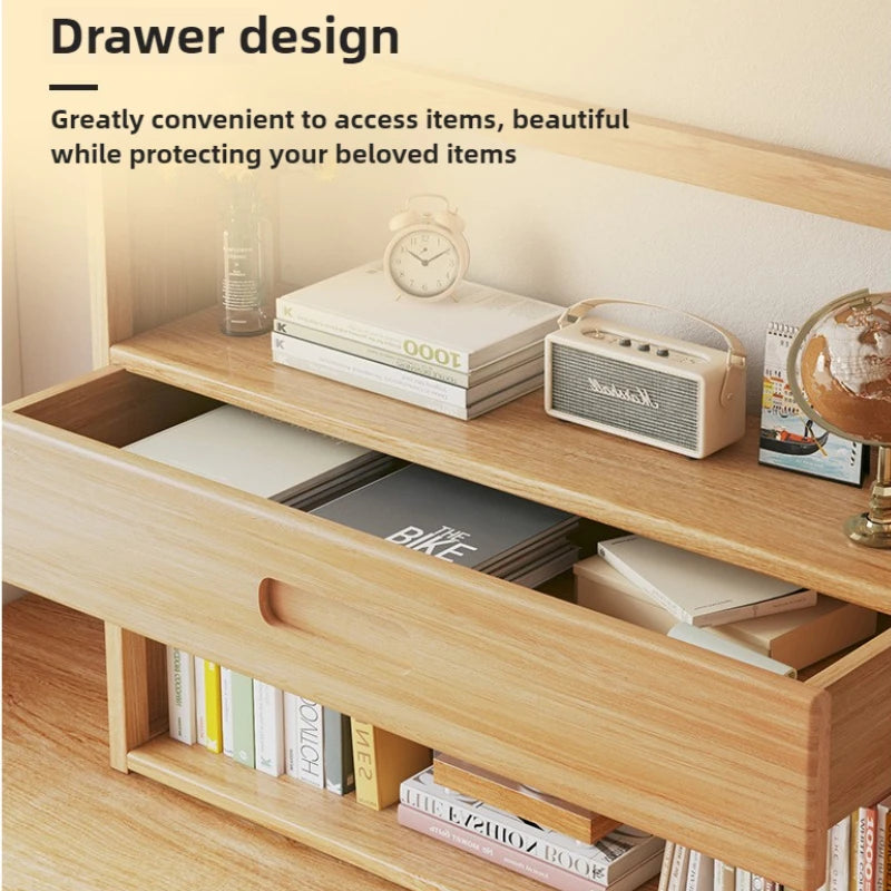 Simple desktop bookshelf dormitory multi-layer storage rack home student desk finishing shelf solid wood with extraction rack