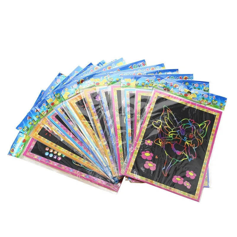 10pcs Magic Scratch Art Painting Cards for Kids Doodle Toys for Boys Girls Early Educational Learning Drawing Toys for Children