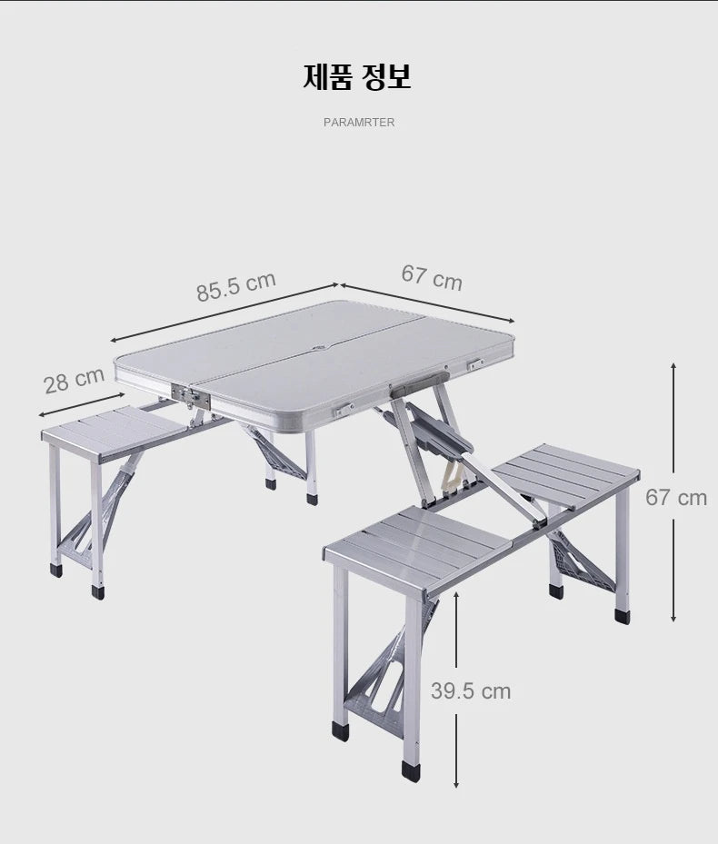 New Folding Camping Table with 4 Chairs Portable Folding Table Courtyard Table Alloy Connected Simple Fold Picnic Table Outdoor