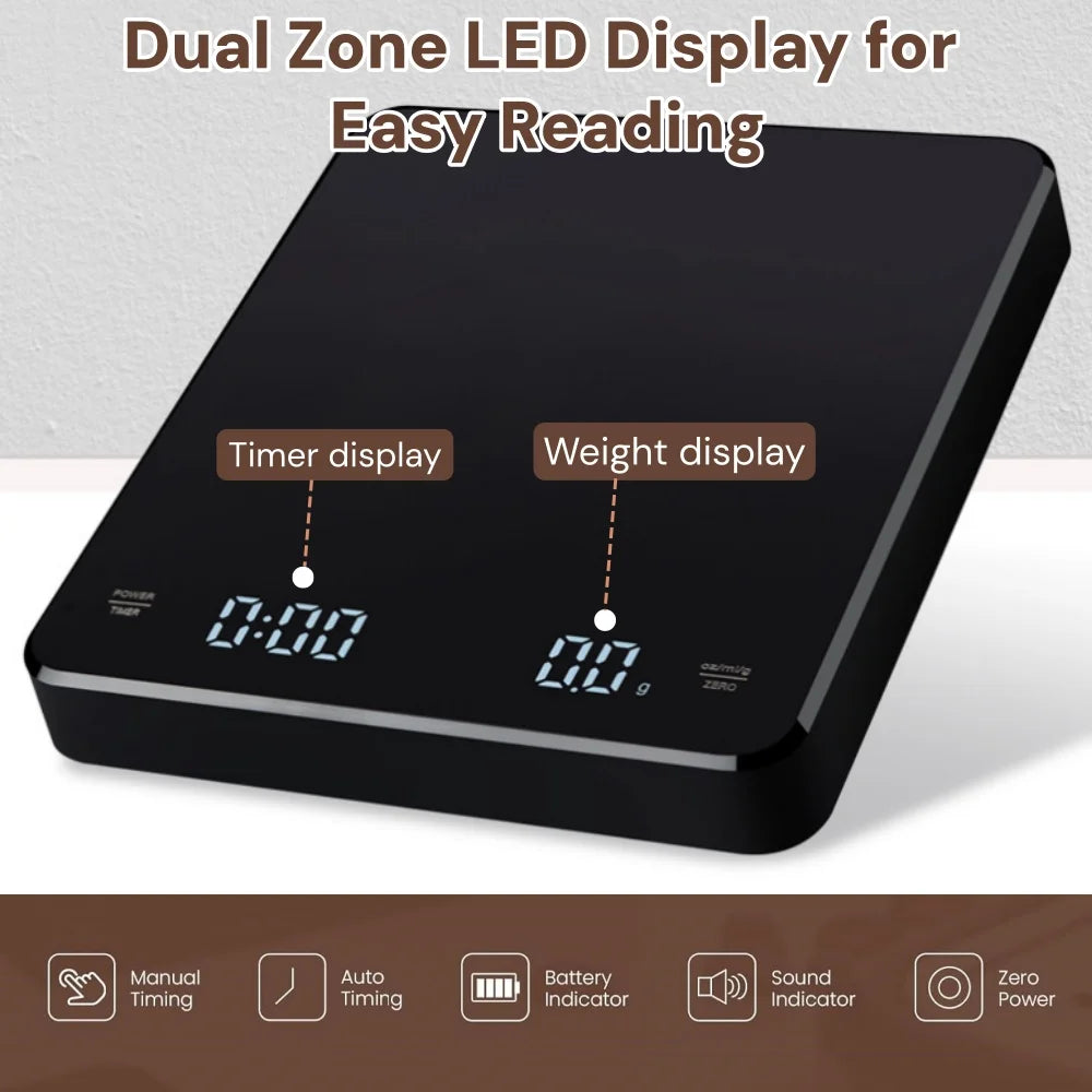 Mini Digital Kitchen Scale 0.1g Accuracy,max 3kg Food Scale with Timer for Coffee Brewing, Baking Pocket Scale with LCD Display